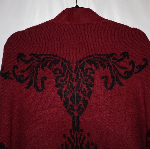 Maxsport Burgundy/Black Patterned Open Front Cardigan. Small/Medium Size. NWT. - Picture 10 of 11